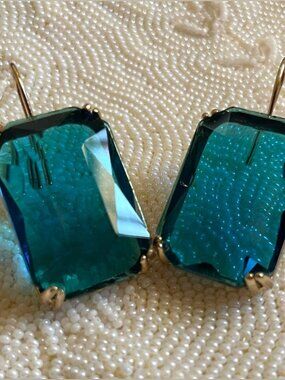 Anthropologie Cecily Teal Gemstone Earrings